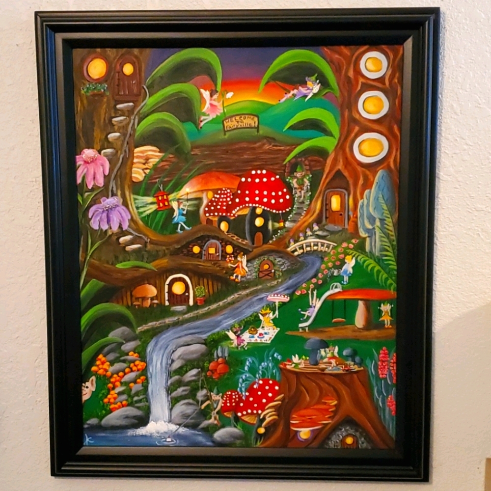 Origional Art Oil Painting,'Mystic 'Fairyville'!